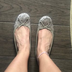 Nude studded ballet flats